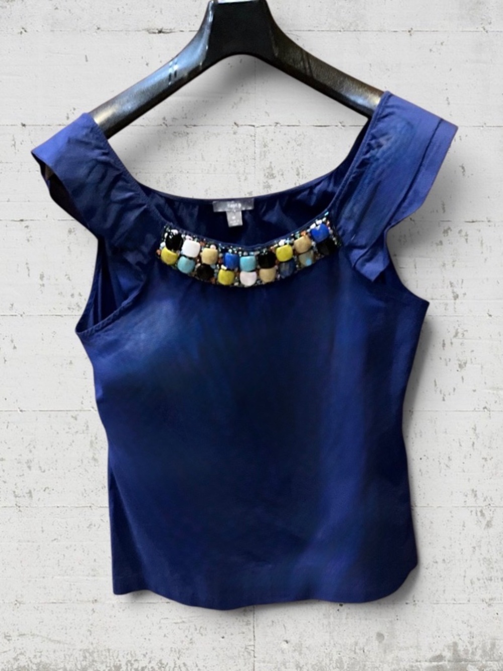 Apt 9 Blue Sleeveless Blouse with beautiful Embellishments Sz M
